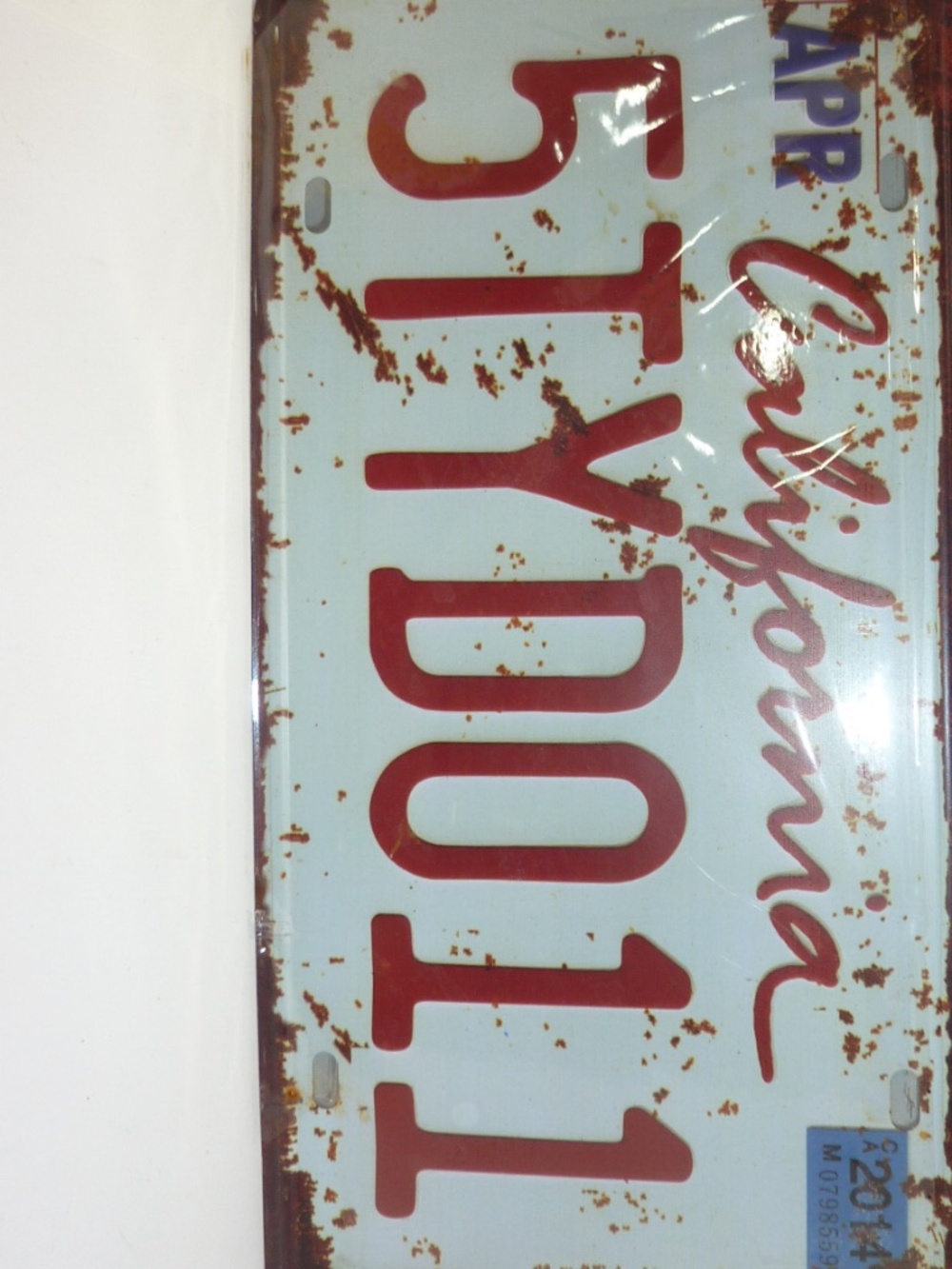 Rustic CALIFORNIA License Plate REPLICA Tin Metal CALIFORNIA RED
